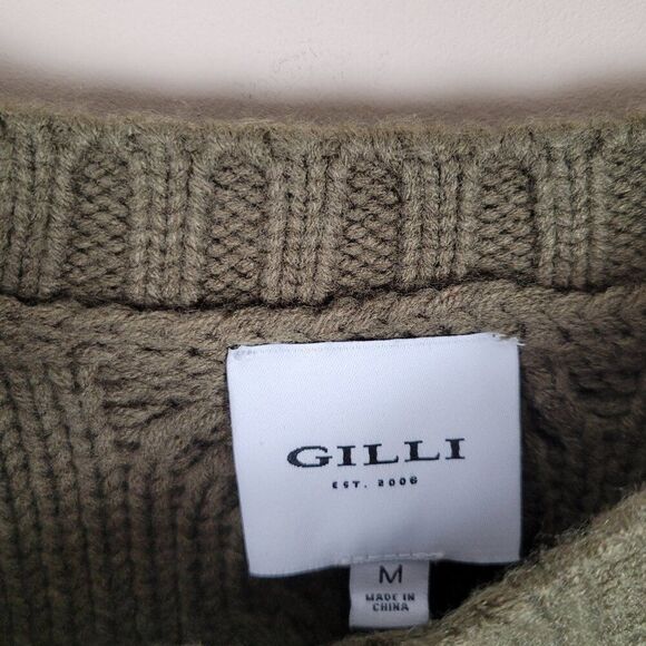 Gilli Olive Green Cable Knit Sweater Oversized Long Sleeve Size M NWT - Picture 12 of 12